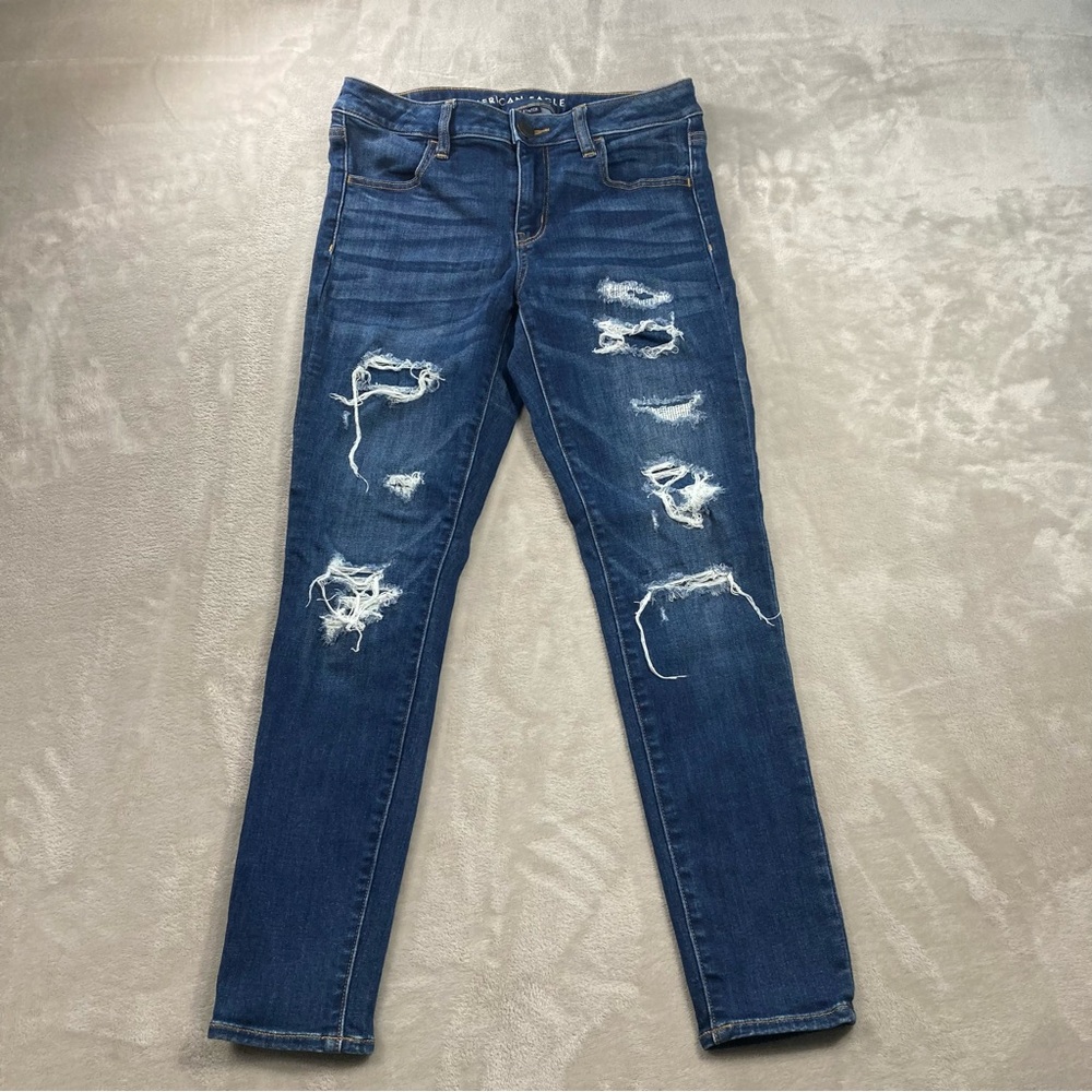 American Eagle Next Level Stretch Jegging Distressed Jeans Women's Sz 8